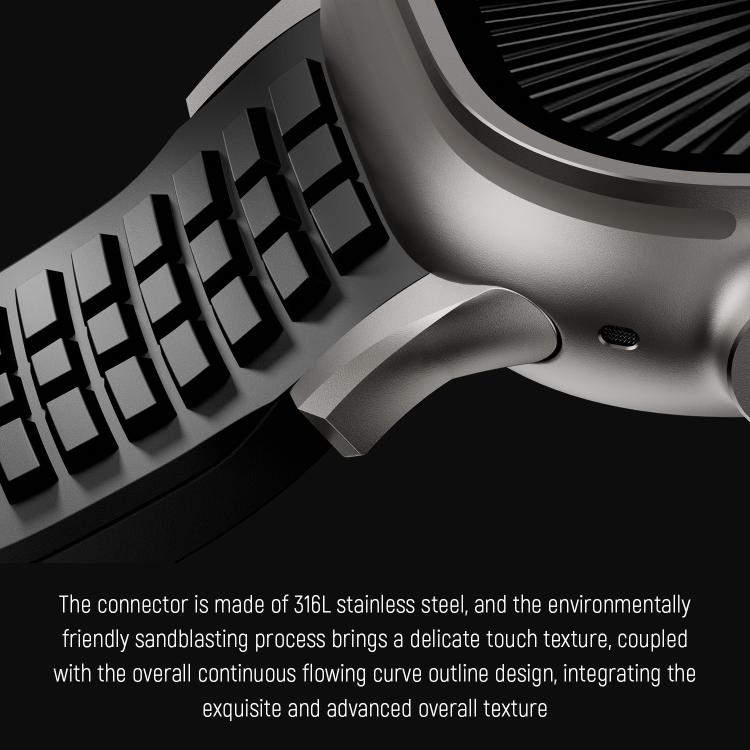 For Apple Watch 46mm / 49mm / 45mm / 44mm Knurled Texture Folding Buckle Silicone Watch Band(Black Black) - free shipping - PMC TechLife - Order now!