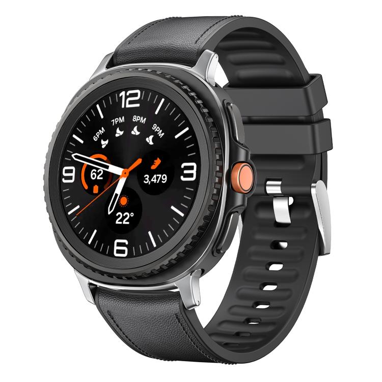 For Samsung Galaxy Watch8 / Watch8 Classic Metal Head Leather Skin Silicone Watch Band(Black) - free shipping - PMC TechLife - Order now!