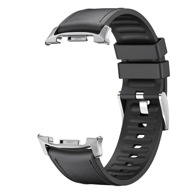 For Samsung Galaxy Watch8 / Watch8 Classic Metal Head Leather Skin Silicone Watch Band(Black) - free shipping - PMC TechLife - Order now!