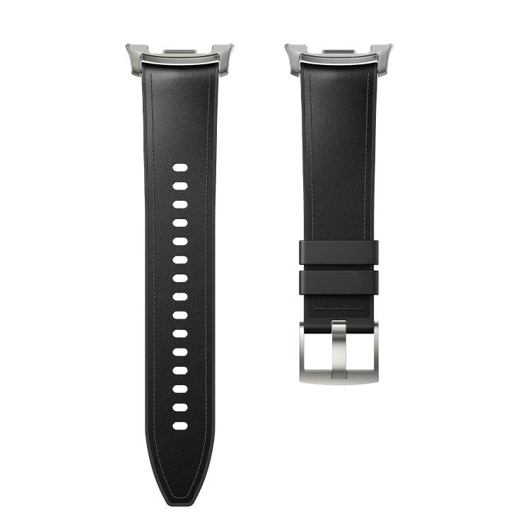 For Samsung Galaxy Watch8 / Watch8 Classic Metal Head Leather Skin Silicone Watch Band(Black) - free shipping - PMC TechLife - Order now!