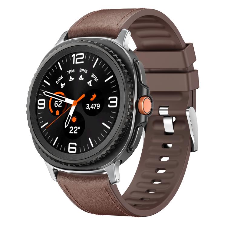 For Samsung Galaxy Watch8 / Watch8 Classic Metal Head Leather Skin Silicone Watch Band(Brown) - free shipping - PMC TechLife - Order now!