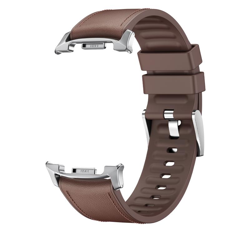For Samsung Galaxy Watch8 / Watch8 Classic Metal Head Leather Skin Silicone Watch Band(Brown) - free shipping - PMC TechLife - Order now!