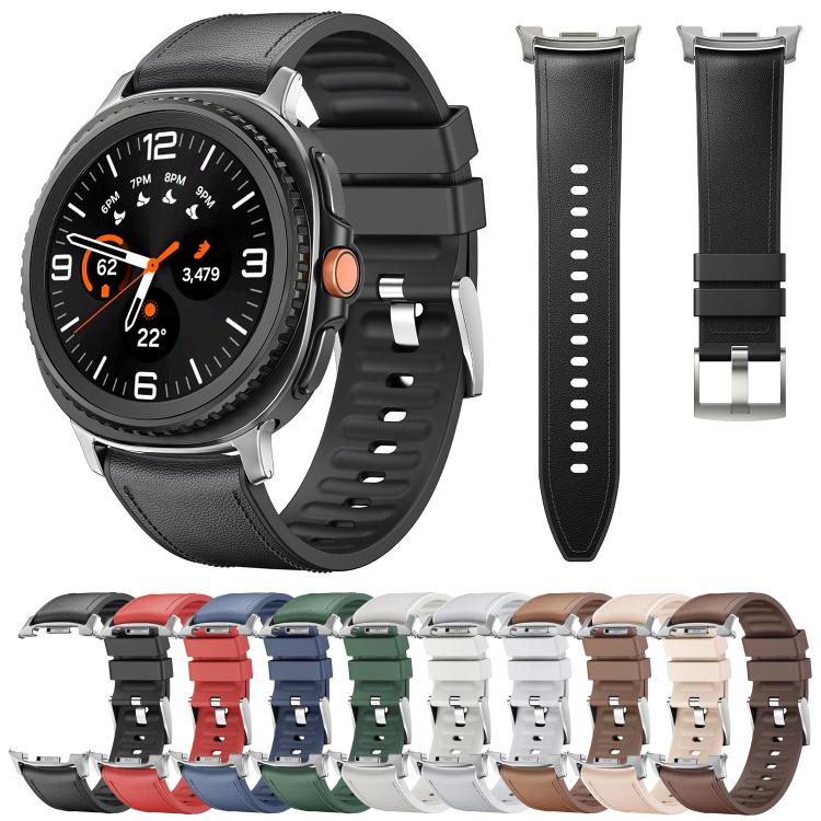 For Samsung Galaxy Watch8 / Watch8 Classic Metal Head Leather Skin Silicone Watch Band(Black) - free shipping - PMC TechLife - Order now!
