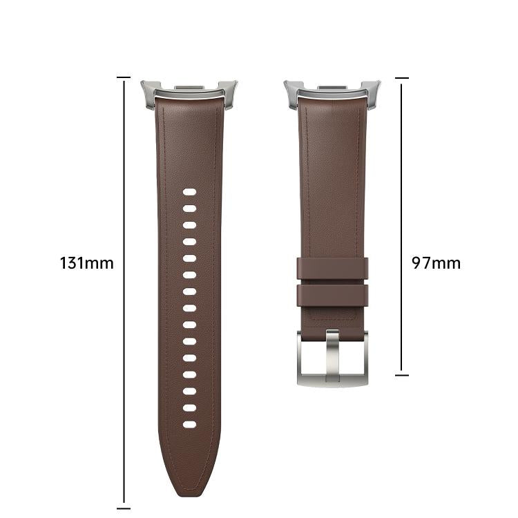 For Samsung Galaxy Watch8 / Watch8 Classic Metal Head Leather Skin Silicone Watch Band(Brown) - free shipping - PMC TechLife - Order now!