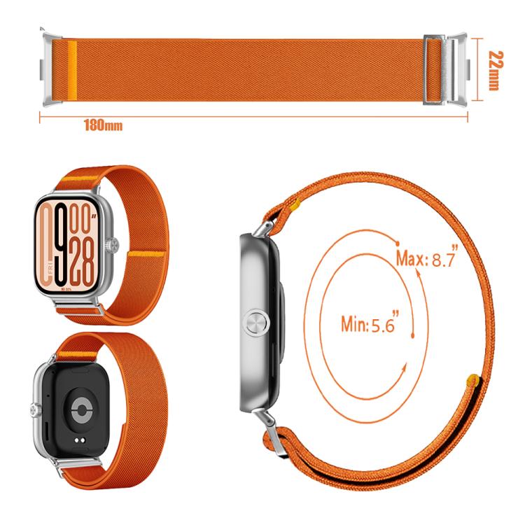 For Xiaomi Smart Band 9 Pro / Redmi Watch 5 Adjustable Single Loop Elastic Nylon Watch Band(Orange) - free shipping - PMC TechLife - Order now!