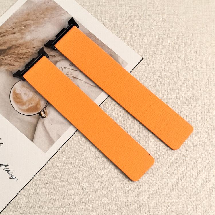 For Samsung Galaxy Watch Ultra 47mm / Ultra 2025 Lychee Texture Soft Magnetic Silicone Watch Band(Orange Black) - free shipping - PMC TechLife - Order now!