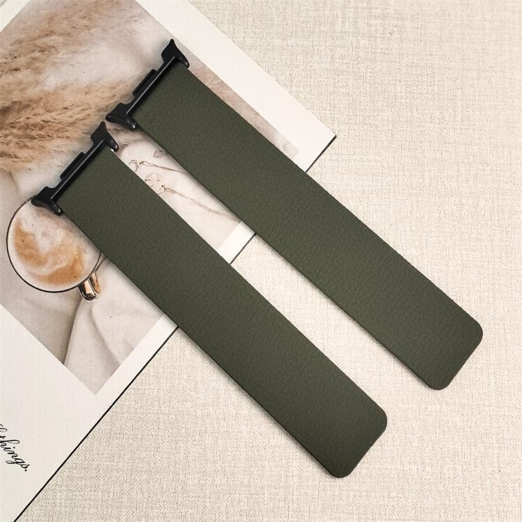 For Samsung Galaxy Watch Ultra 47mm / Ultra 2025 Lychee Texture Soft Magnetic Silicone Watch Band(Green Black) - free shipping - PMC TechLife - Order now!