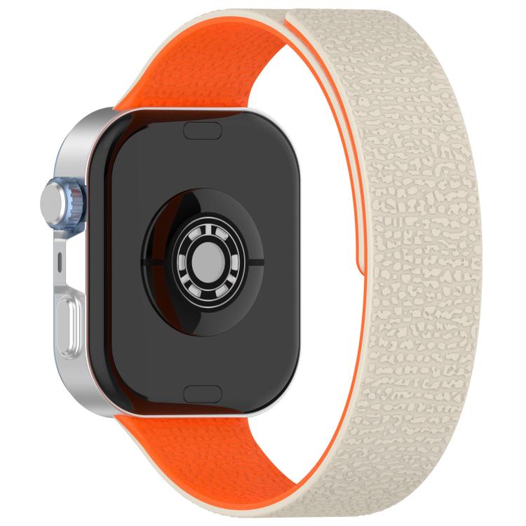 For Huawei Watch Fit4 / Fit4 Pro / Fit3 Lychee Texture Soft Magnetic Silicone Watch Band(Starlight Orange) - free shipping - PMC TechLife - Order now!