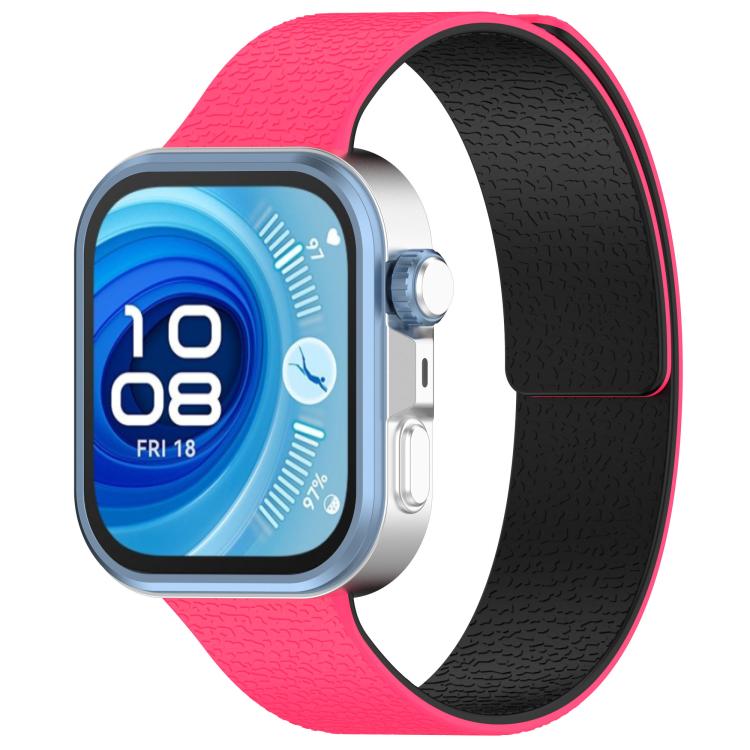 For Huawei Watch Fit4 / Fit4 Pro / Fit3 Lychee Texture Soft Magnetic Silicone Watch Band(Pink Black) - free shipping - PMC TechLife - Order now!