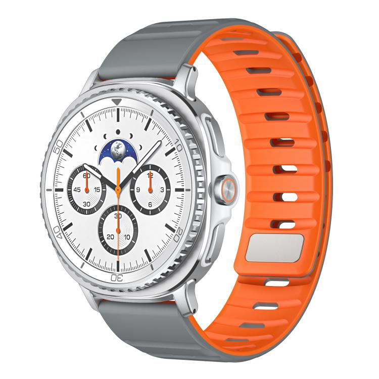 For Samsung Galaxy Watch8 / Watch8 Classic Norman Magnetic Silicone Watch Band(Gray Orange) - free shipping - PMC TechLife - Order now!