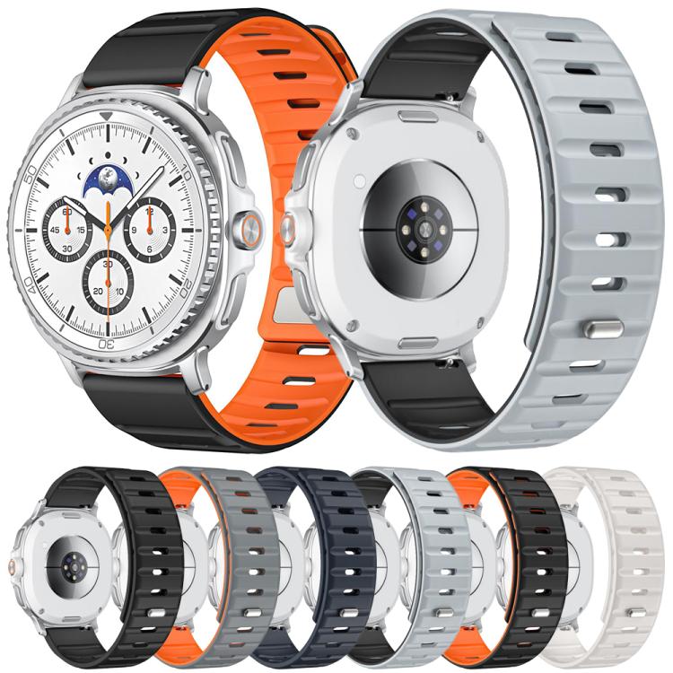 For Samsung Galaxy Watch8 / Watch8 Classic Norman Magnetic Silicone Watch Band(Gray Orange) - free shipping - PMC TechLife - Order now!