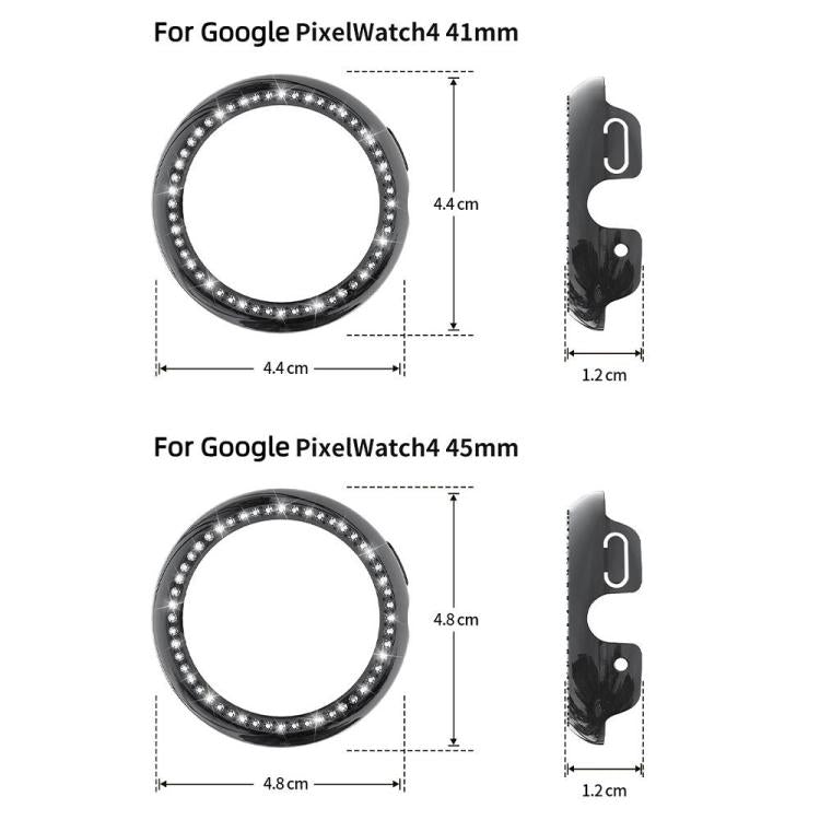 For Google Pixel Watch4 45mm Single Row Diamond Hollow PC Watch Protective Cover(Black) - free shipping - PMC TechLife - Order now!