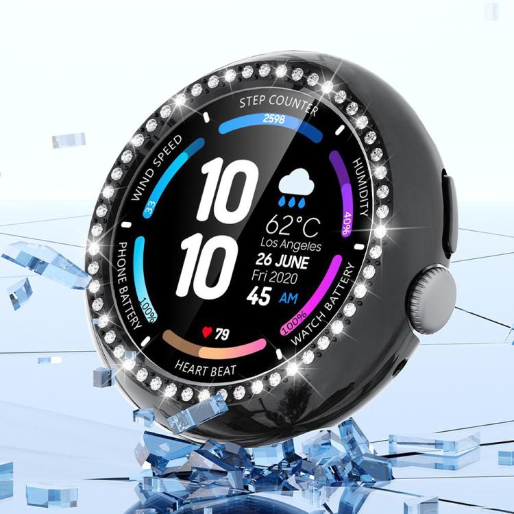 For Google Pixel Watch4 45mm Single Row Diamond Hollow PC Watch Protective Cover(Black) - free shipping - PMC TechLife - Order now!