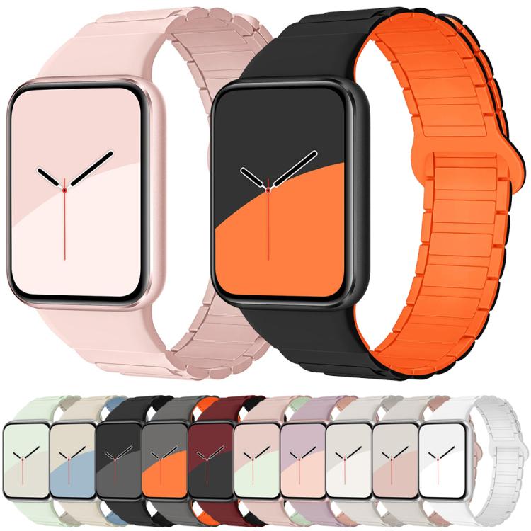 For Xiaomi Smart Band 9 Pro / Redmi Watch 5 Tri-Beads Magnetic Silicone Watch Band(Black Orange) - free shipping - PMC TechLife - Order now!