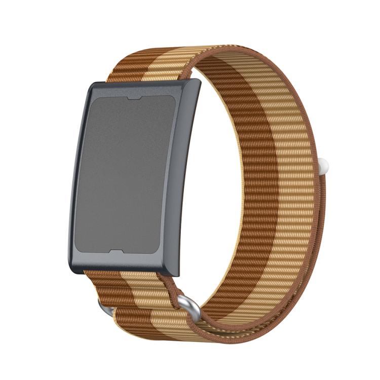 For Amazfit Helio Strap Metal Ring Two Sections Nylon Hook and Loop Fastener Watch Band(Brown) - free shipping - PMC TechLife - Order now!
