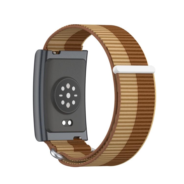 For Amazfit Helio Strap Metal Ring Two Sections Nylon Hook and Loop Fastener Watch Band(Brown) - free shipping - PMC TechLife - Order now!