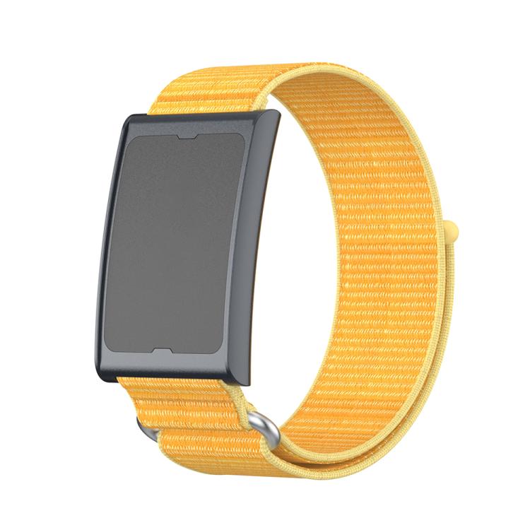 For Amazfit Helio Strap Metal Ring Two Sections Nylon Hook and Loop Fastener Watch Band(Pale Yellow) - free shipping - PMC TechLife - Order now!