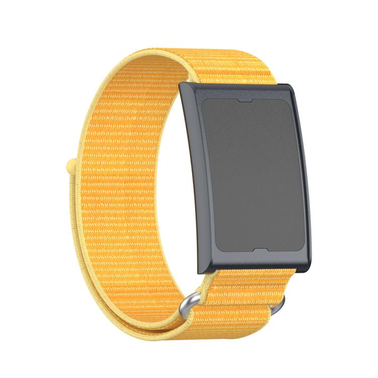 For Amazfit Helio Strap Metal Ring Two Sections Nylon Hook and Loop Fastener Watch Band(Pale Yellow) - free shipping - PMC TechLife - Order now!