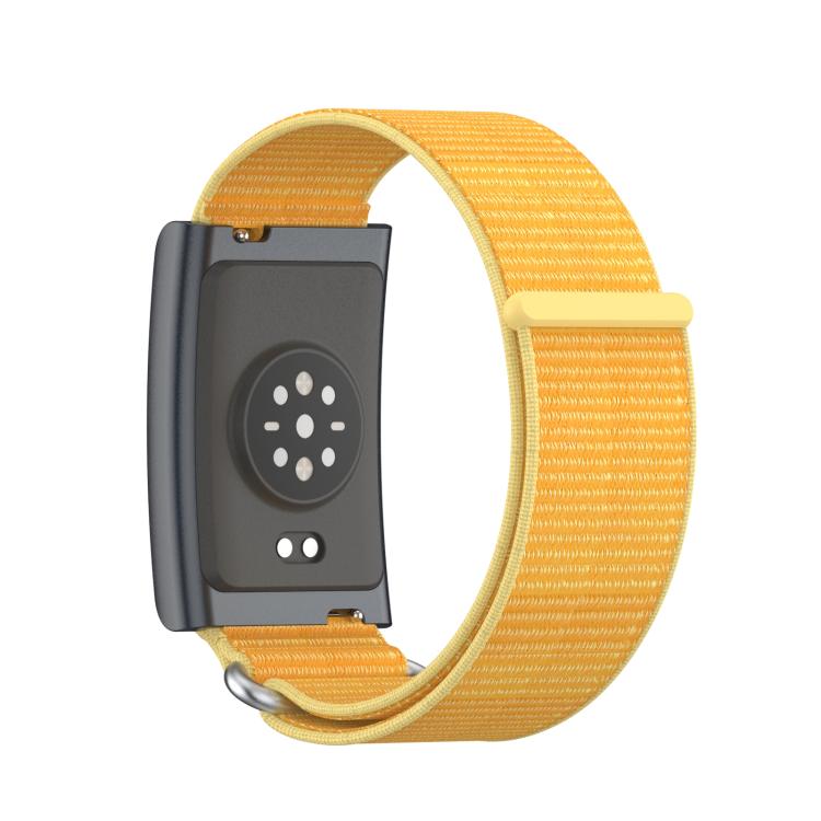 For Amazfit Helio Strap Metal Ring Two Sections Nylon Hook and Loop Fastener Watch Band(Pale Yellow) - free shipping - PMC TechLife - Order now!