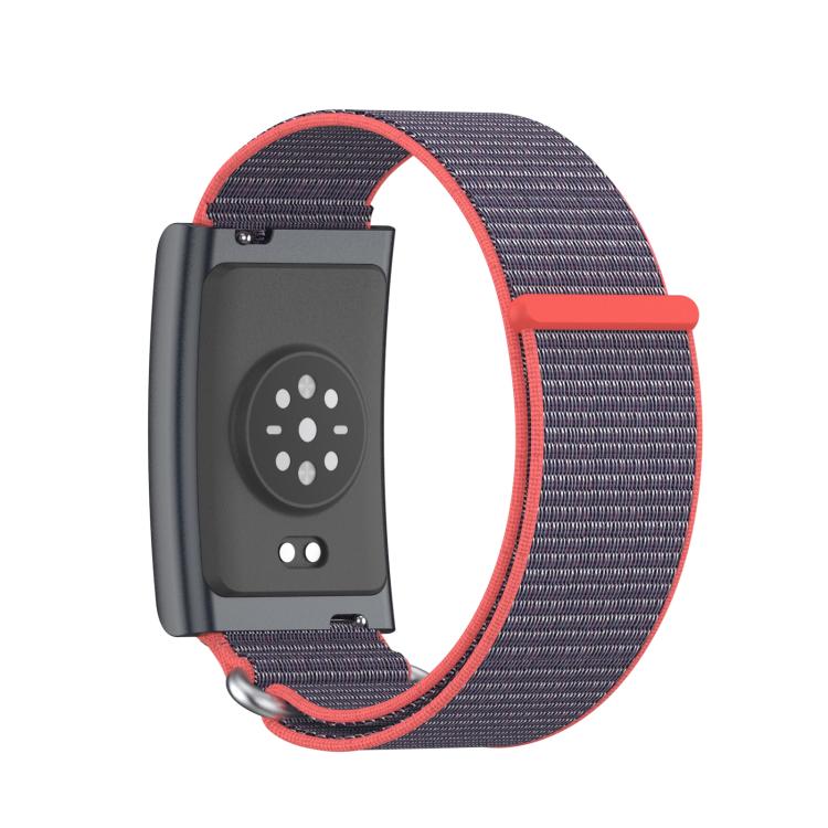 For Amazfit Helio Strap Metal Ring Two Sections Nylon Hook and Loop Fastener Watch Band(Glossy Pink) - free shipping - PMC TechLife - Order now!