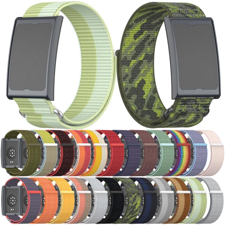 For Amazfit Helio Strap Metal Ring Two Sections Nylon Hook and Loop Fastener Watch Band(Smokey Purple) - free shipping - PMC TechLife - Order now!