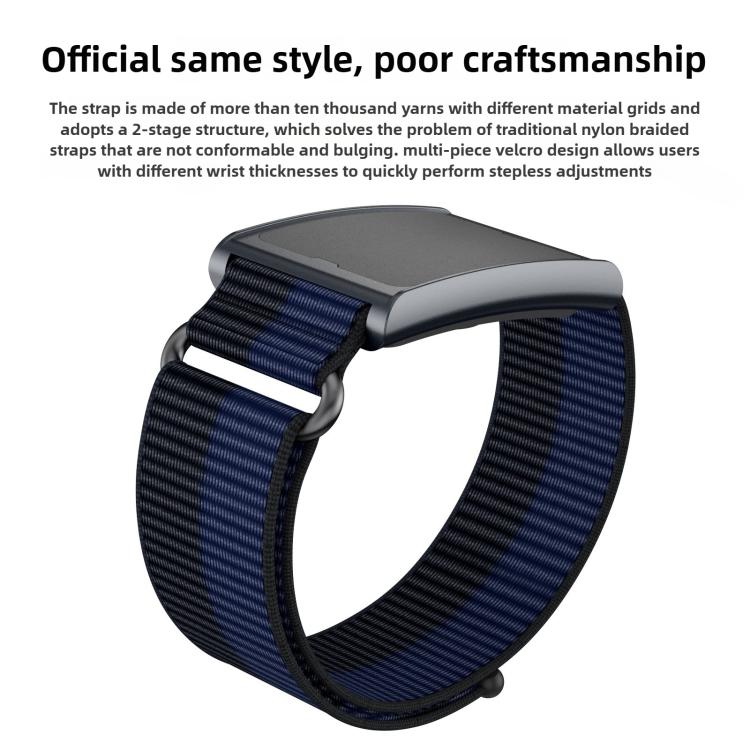 For Amazfit Helio Strap Metal Ring Two Sections Nylon Hook and Loop Fastener Watch Band(Red Black) - free shipping - PMC TechLife - Order now!