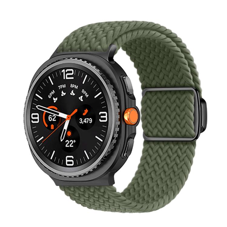 For Samsung Galaxy Watch8 / Watch8 Classic Magnetic Buckle Braided Nylon Watch Band(Olive Green) - free shipping - PMC TechLife - Order now!