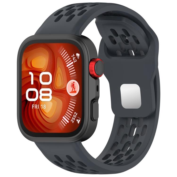 For Huawei Watch Fit4 / Fit4 Pro / Fit3 Mesh Silver Reverse Steel Buckle Silicone Watch Band(Gray) - free shipping - PMC TechLife - Order now!