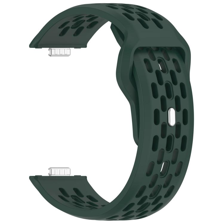 For Huawei Watch Fit4 / Fit4 Pro / Fit3 Mesh Silver Reverse Steel Buckle Silicone Watch Band(Dark Green) - free shipping - PMC TechLife - Order now!