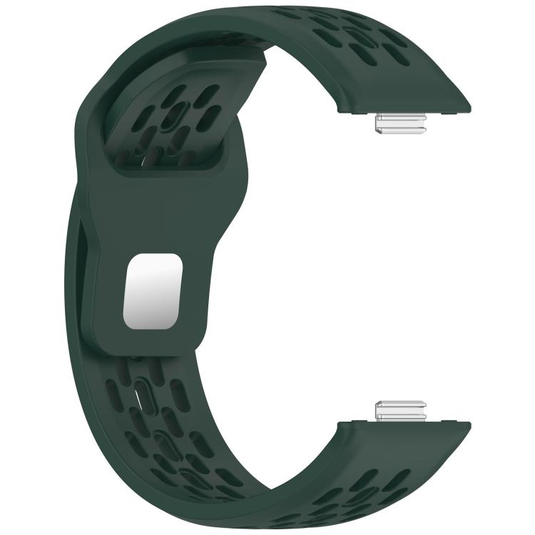 For Huawei Watch Fit4 / Fit4 Pro / Fit3 Mesh Silver Reverse Steel Buckle Silicone Watch Band(Dark Green) - free shipping - PMC TechLife - Order now!