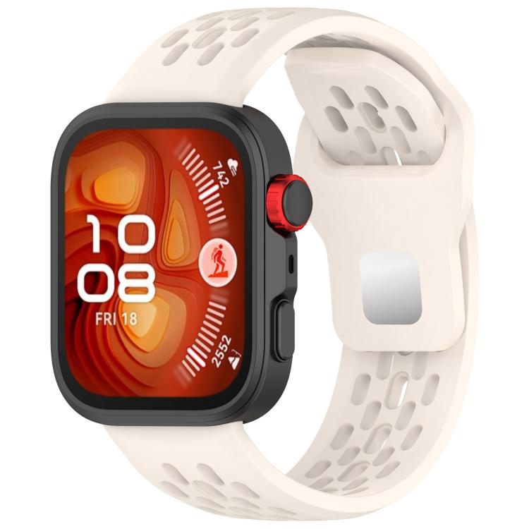 For Huawei Watch Fit4 / Fit4 Pro / Fit3 Mesh Silver Reverse Steel Buckle Silicone Watch Band(Starlight) - free shipping - PMC TechLife - Order now!