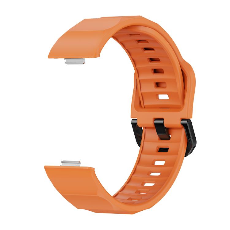 For Huawei Watch Fit3 / Fit4 / Fit4 Pro Wave Black Buckle Silicone Watch Band(Orange) - free shipping - PMC TechLife - Order now!
