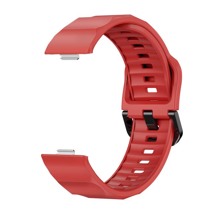 For Huawei Watch Fit3 / Fit4 / Fit4 Pro Wave Black Buckle Silicone Watch Band(Red) - free shipping - PMC TechLife - Order now!