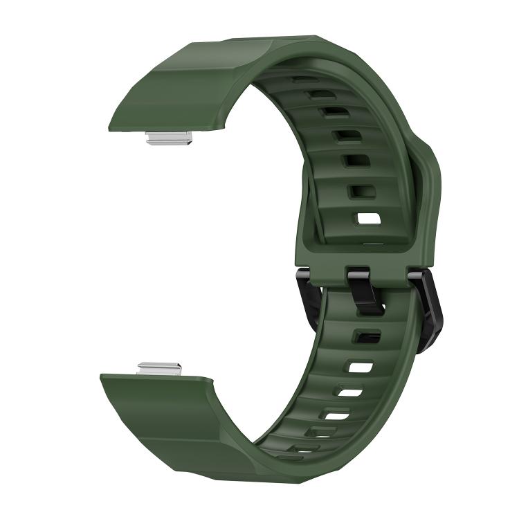 For Huawei Watch Fit3 / Fit4 / Fit4 Pro Wave Black Buckle Silicone Watch Band(Field Green) - free shipping - PMC TechLife - Order now!
