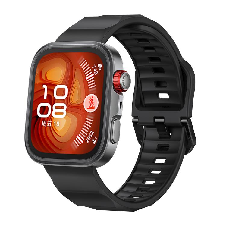 For Huawei Watch Fit3 / Fit4 / Fit4 Pro Wave Black Buckle Silicone Watch Band(Black) - free shipping - PMC TechLife - Order now!