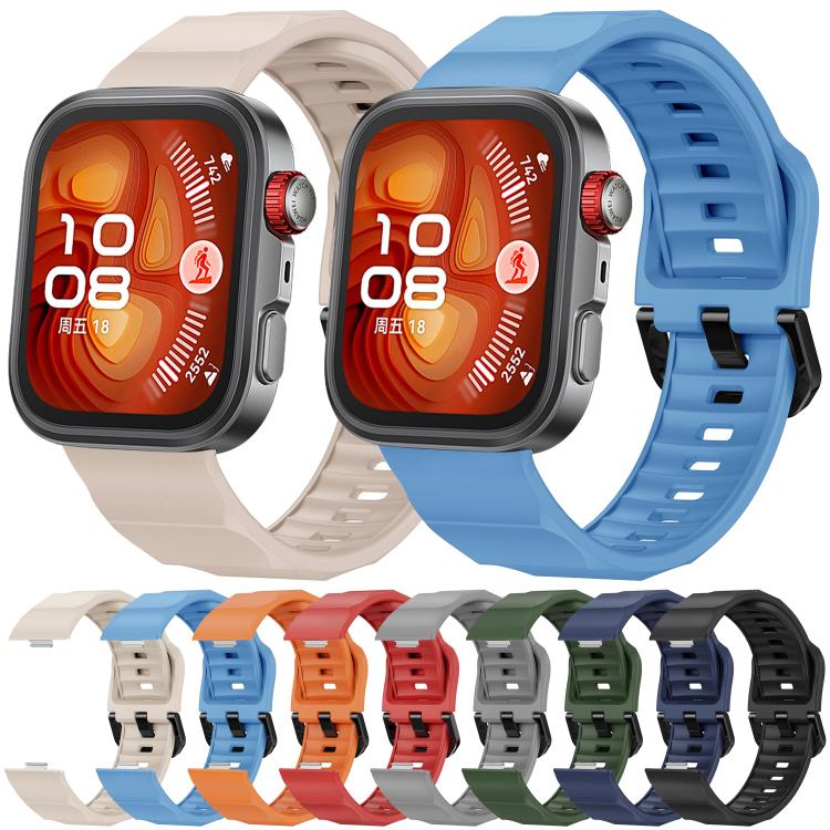 For Huawei Watch Fit3 / Fit4 / Fit4 Pro Wave Black Buckle Silicone Watch Band(Orange) - free shipping - PMC TechLife - Order now!
