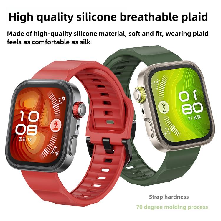 For Huawei Watch Fit3 / Fit4 / Fit4 Pro Wave Black Buckle Silicone Watch Band(Orange) - free shipping - PMC TechLife - Order now!