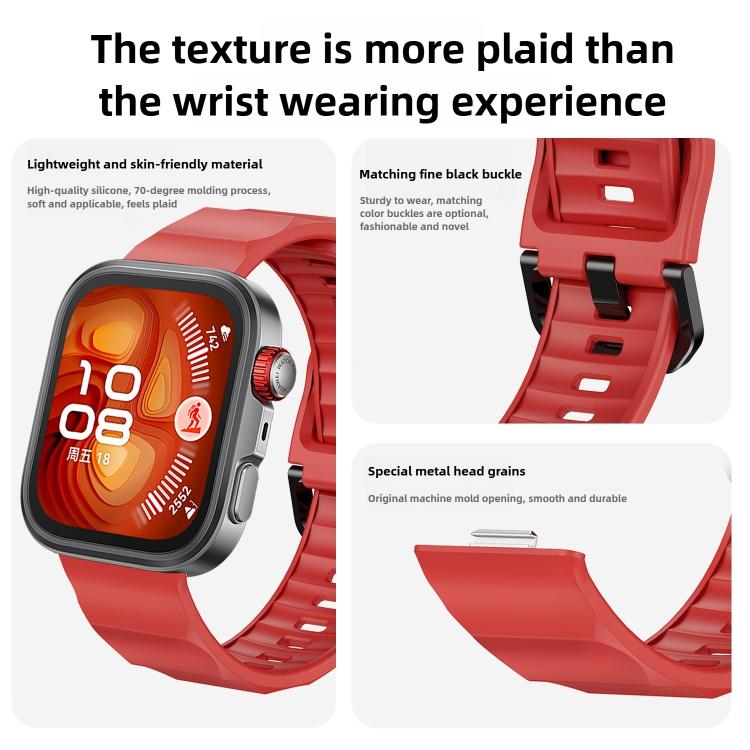 For Huawei Watch Fit3 / Fit4 / Fit4 Pro Wave Black Buckle Silicone Watch Band(Orange) - free shipping - PMC TechLife - Order now!
