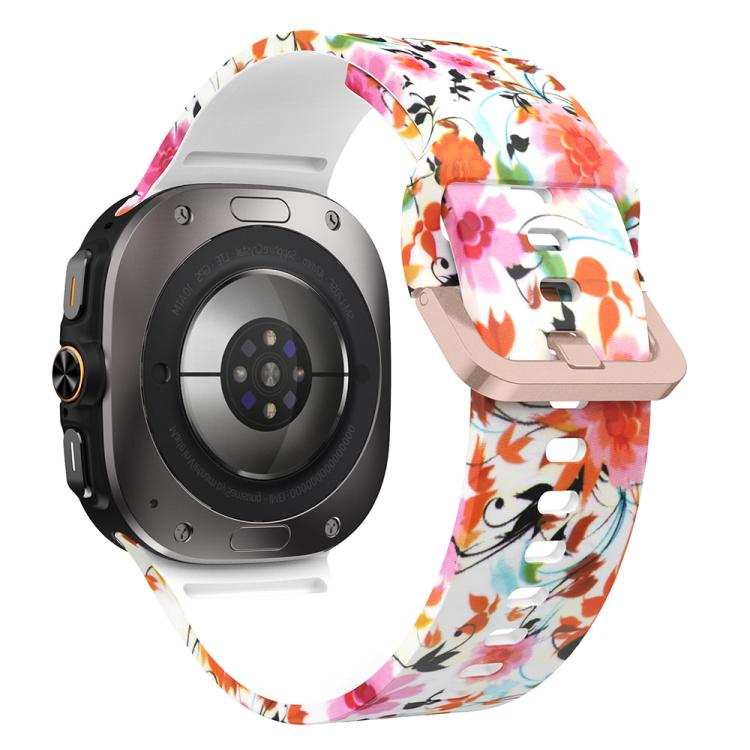 For Samsung Galaxy Watch Ultra 47mm / Ultra 2025 Printed Silicone Watch Band(Bird Song and Flowers) - free shipping - PMC TechLife - Order now!