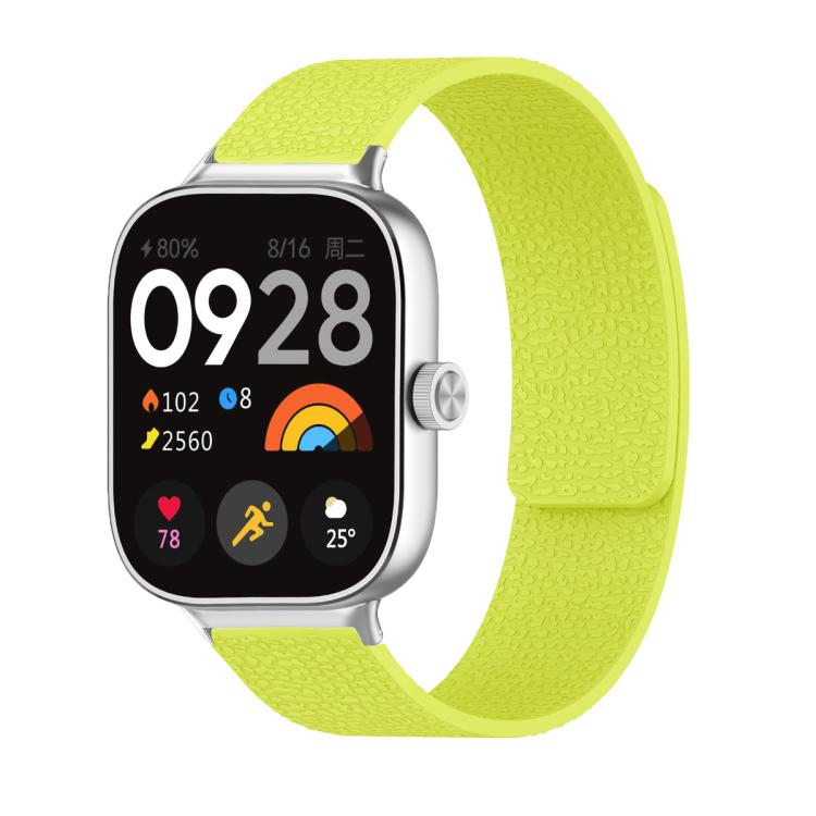For Xiaomi Smart Band 9 Pro / Redmi Watch 5 Lychee Texture Soft Magnetic Silicone Watch Band(Fluorescent Green) - free shipping - PMC TechLife - Order now!
