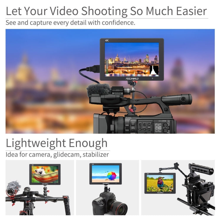 FEELWORLD T7 7 Inch IPS 1920x1200 HDMI On Camera Field Monitor Support 4K Input Output Video Monitor - free shipping - PMC TechLife - Order now!