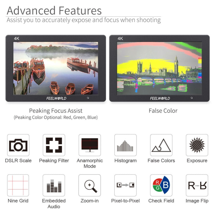 FEELWORLD T7 7 Inch IPS 1920x1200 HDMI On Camera Field Monitor Support 4K Input Output Video Monitor - free shipping - PMC TechLife - Order now!