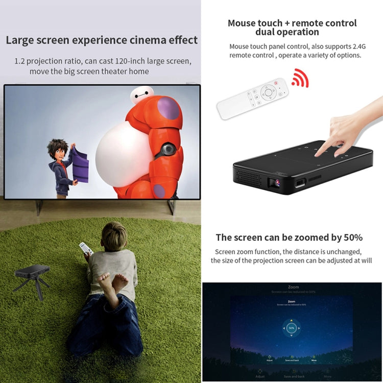 S90 DLP Android 9.0 1GB+8GB 4K Mini WiFi Smart Projector, EU Plug(Black) - Mini Projector by PMc TechLife | Online Shopping South Africa | PMc TechLife | Buy Now Pay Later Mobicred