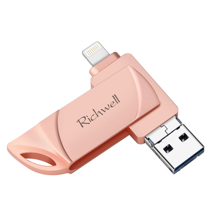 Richwell  DXZ64 USB Flash  Disk 64G 3 in 1  Micro USB + 8 Pin + USB 3.0 Compatible IPhone & IOS(Rose Gold) - free shipping - PMC Jewellery - Order now!