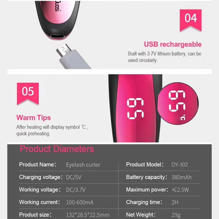 Duosi DY-102 Portable Pen Style Heated Long-Lasting Electric Ironing   Eyelash Curler USB Rechargeable Electric Heated Makeup   Curling Clip - free shipping - PMC TechLife - Order now!