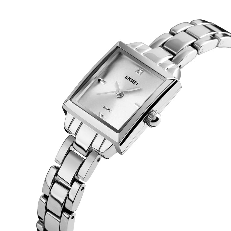 SKMEI 1407 Business Fashion Watch with Diamonds Delicate and Elegant Square Zinc Alloy Quartz Watch for Women Silvery - free shipping - PMC TechLife - Order now!