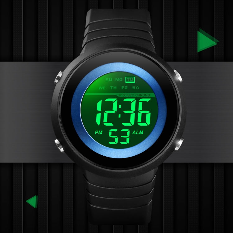 SKMEI 1497 Fashion Simple Backlight Single Display Electronic Watch Timing Alarm Watch(Blue Black) - free shipping - PMC TechLife - Order now!