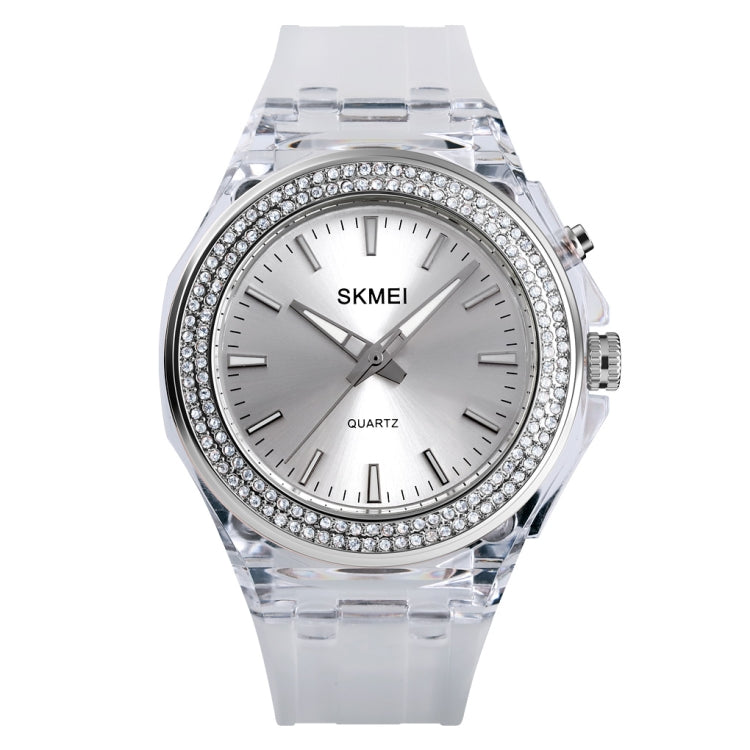 SkMEI 1553 Women LED Color Light Transparent Waterproof Watch Inlaid With Water Drill(Silvery) - free shipping - PMC TechLife - Order now!