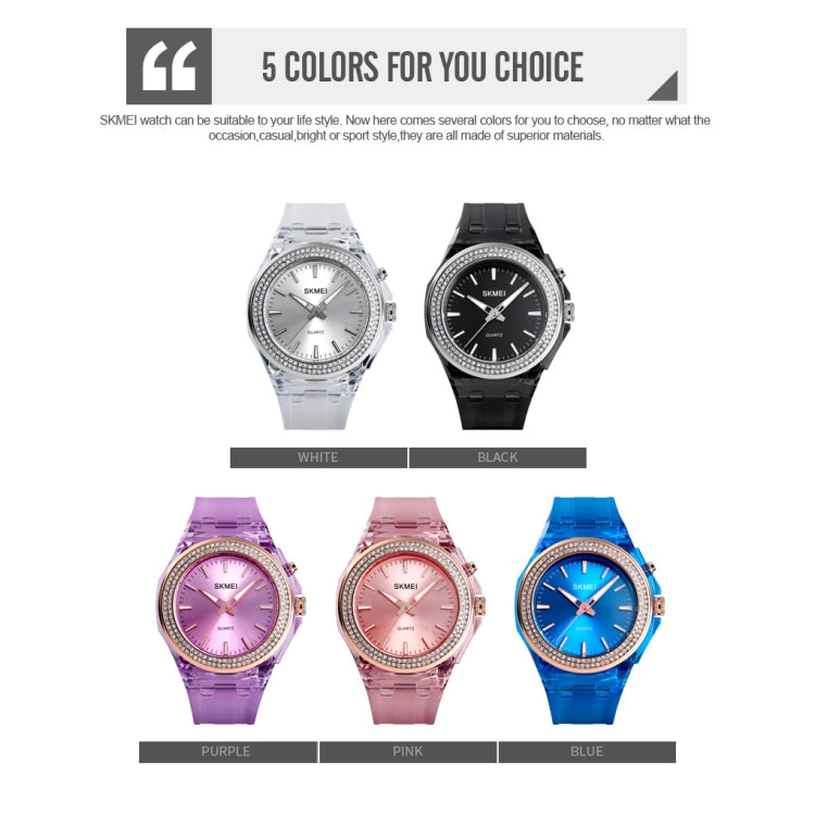SkMEI 1553 Women LED Color Light Transparent Waterproof Watch Inlaid With Water Drill(Silvery) - free shipping - PMC TechLife - Order now!