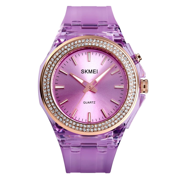 SkMEI 1553 Women LED Color Light Transparent Waterproof Watch Inlaid With Water Drill(Purple) - free shipping - PMC TechLife - Order now!